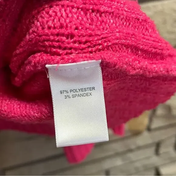 Free People Mock Neck Bell Sleeve Sweater Hot Pink XL - Picture 5 of 9